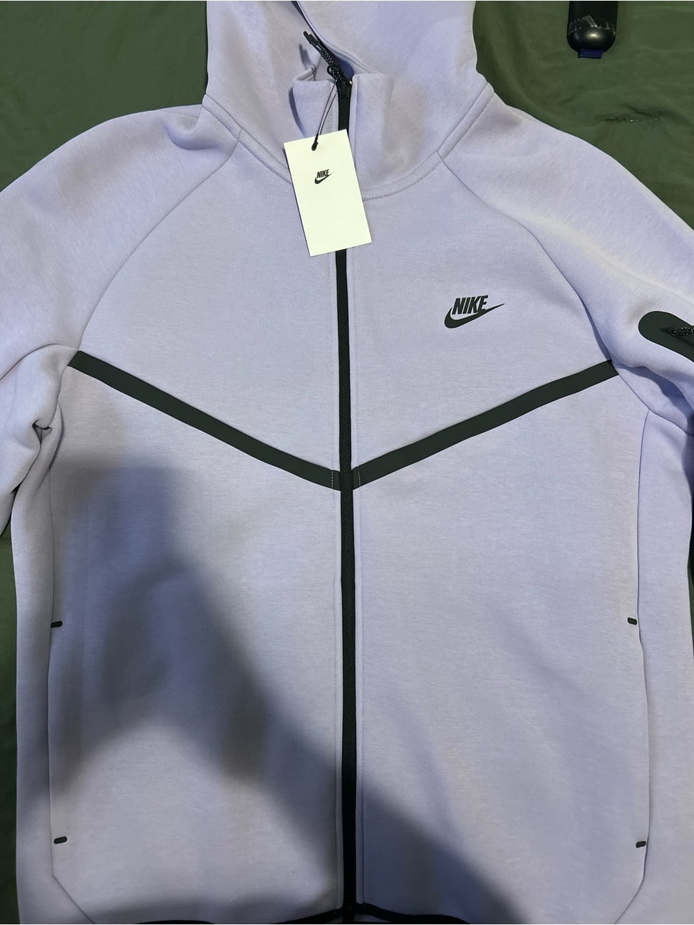 Nike Tech Mens Lavender Full-Zip Hoodie with Black Trim